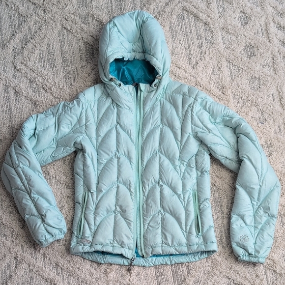 Outdoor Research Women's Light Aqua Hooded Puffer Jacket - Picture 4 of 17